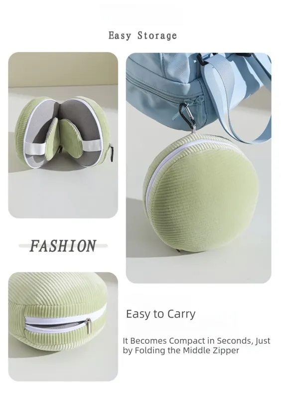Pink and Grey 3-in-1 Foldable Sleep Eye Mask with Neck Pillow - Compact Travel Pillow for Airplane, Office Naps and Restful Sleep - Image 4