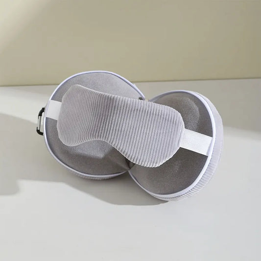 Grey 3-in-1 Foldable Sleep Eye Mask with Neck Pillow - Compact Travel Pillow for Airplane, Office Naps and Restful Sleep