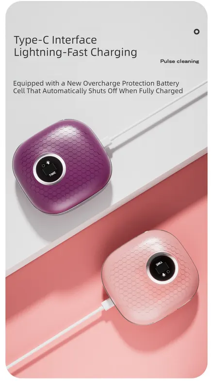 Pink Portable Sonic Wave Contact Lens Cleaner with LED Makeup Mirror - Automatic Electric Lens Cleaning Case for Daily Use - Image 5