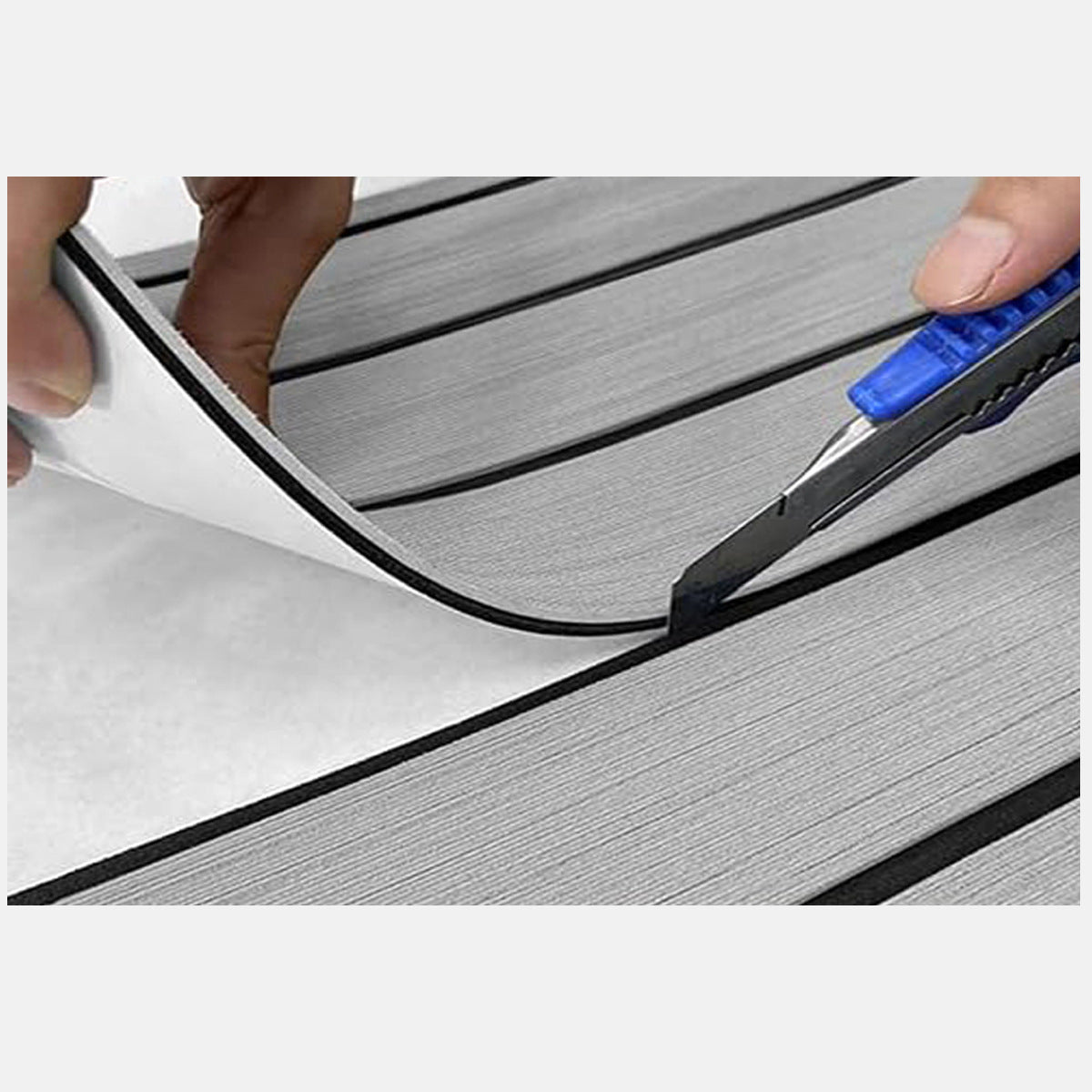 Grey Striped EVA Boat Deck Mat - Waterproof Non-Slip Flooring for Yacht, Boat, and Outdoor Use(2400x300x6mm) - Image 6
