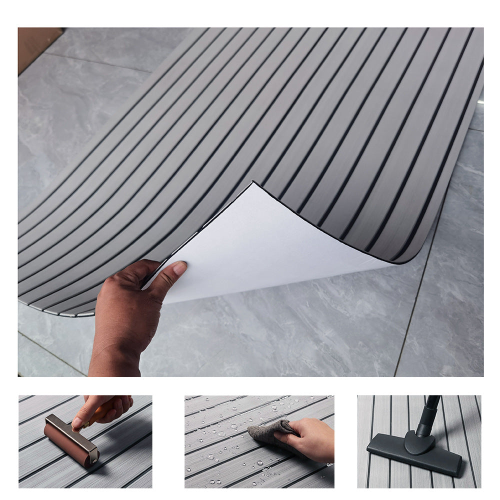 Grey Striped EVA Boat Deck Mat - Waterproof Non-Slip Flooring for Yacht, Boat, and Outdoor Use(2400x450x6mm) - Image 2