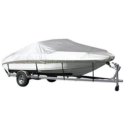Grey Heavy Duty Waterproof Tarp Covers with Storage Bag, Fits V-Hull, Fish&Ski, Pro-Style, Fishing, Runabout, Bass Boats, 14-16FT(530cm*290cm)