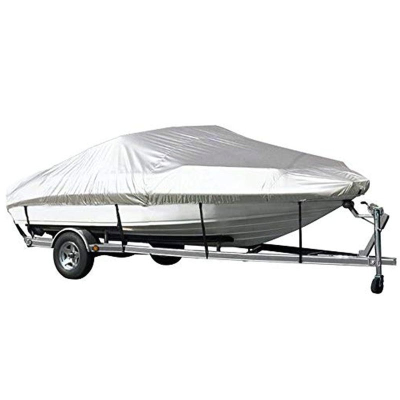 Grey Heavy Duty Waterproof Tarp Covers with Storage Bag, Fits V-Hull, Fish&Ski, Pro-Style, Fishing, Runabout, Bass Boats, 16-18FT(570cm*300cm)