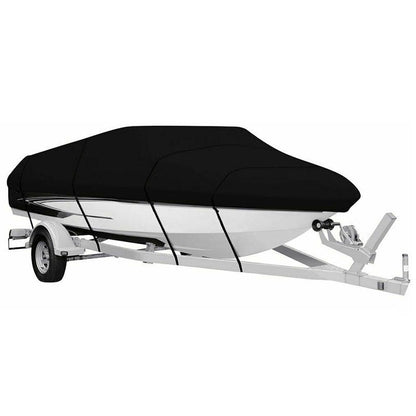 Black Heavy Duty Waterproof Tarp Covers with Storage Bag, Fits V-Hull, Fish&Ski, Pro-Style, Fishing, Runabout, Bass Boats, 20-22FT(700cm*320cm)