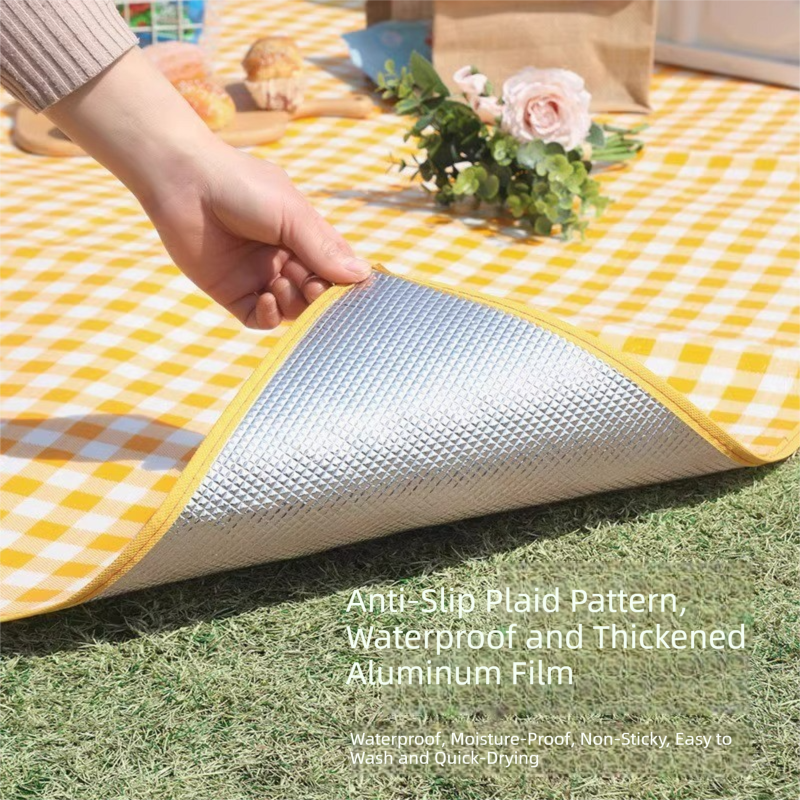 Yellow Lightweight Thickened Picnic Mat – Waterproof Outdoor Camping Ground Sheet for Hiking, Parks and Picnics(2*2M） - Image 2