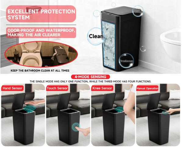 Grey Smart Sensor Trash Can – Slim, Durable, and Hands-Free Waste Bin for Kitchen, Bathroom, or Living Room - Image 5
