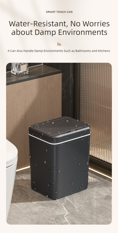 Black Smart Sensor Trash Can – 20L Capacity, Touch-Free Operation with Odor-Blocking & Waterproof Design - Image 4
