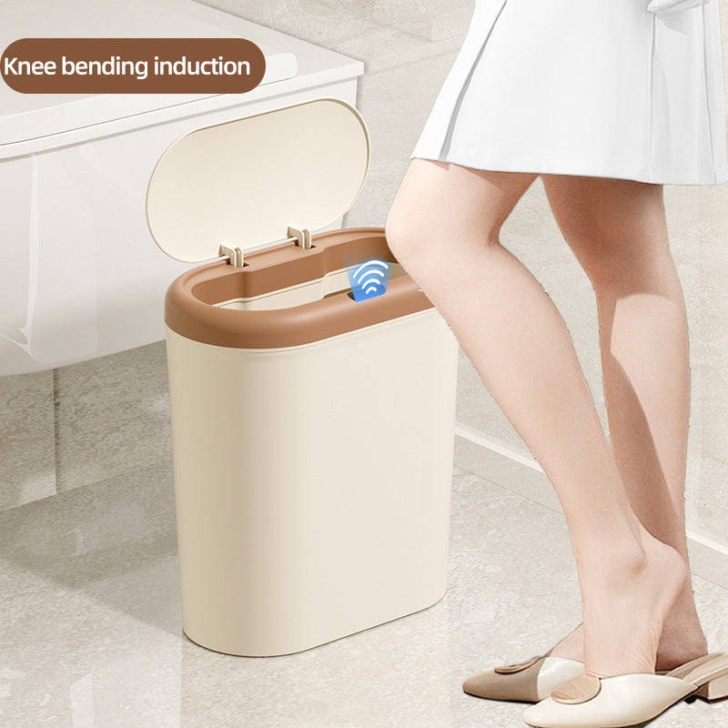 Beige Smart Sensor Trash Can – 15L Capacity, Compact Design for Home Use with Automatic Induction Opening(Three sensor modes) - Image 4