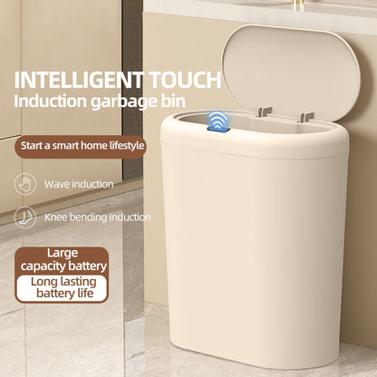 Beige and Brown Smart Sensor Trash Can – 15L Capacity, Compact Design for Home Use with Automatic Induction Opening(Three sensor modes) - Image 2