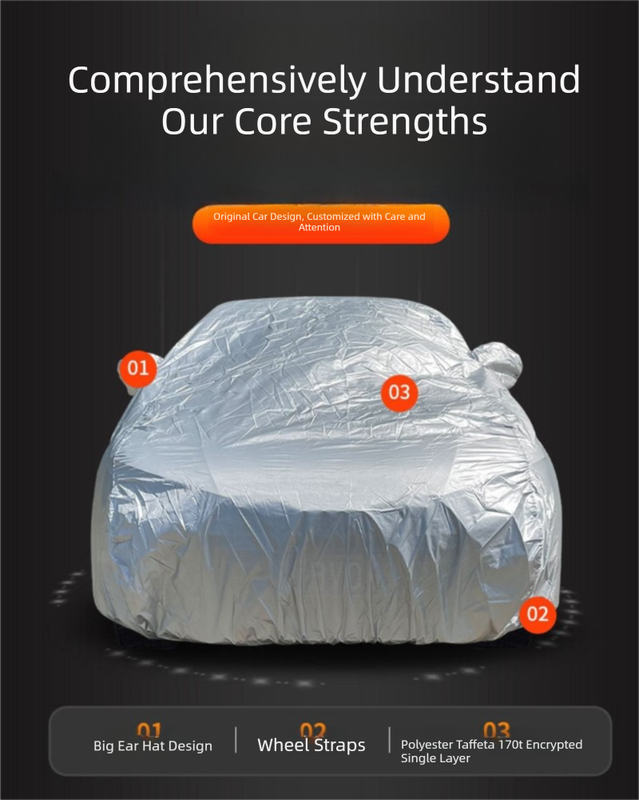 Silver 3XL Universal Car Cover – 170T Taffeta Fabric, All-Weather Protection for Cars(4800×1900×1500MM) - Image 2