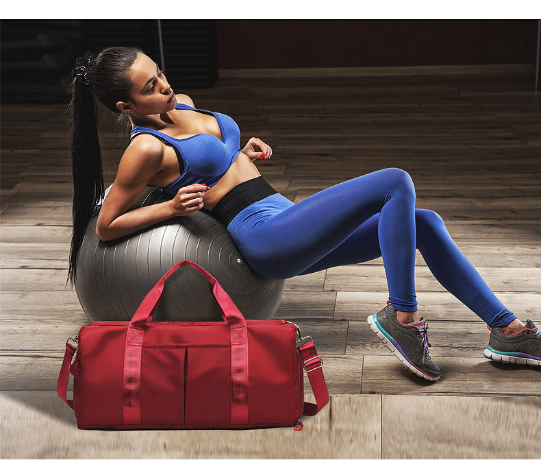 Red Large Capacity Travel Duffel Bag – Wet & Dry Separation, Shoe Compartment, and Luggage Sleeve for Gym, Yoga, and Short Trips - Image 2