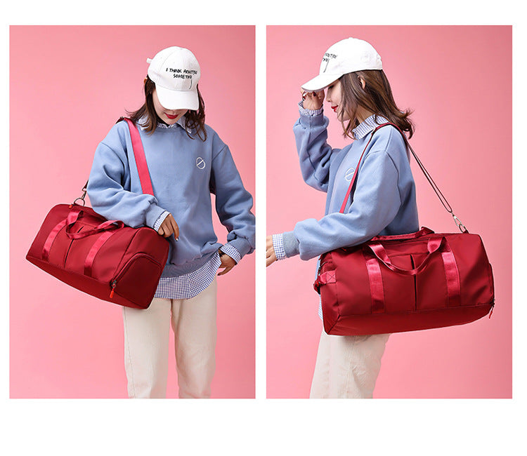 Red Large Capacity Travel Duffel Bag – Wet & Dry Separation, Shoe Compartment, and Luggage Sleeve for Gym, Yoga, and Short Trips - Image 3