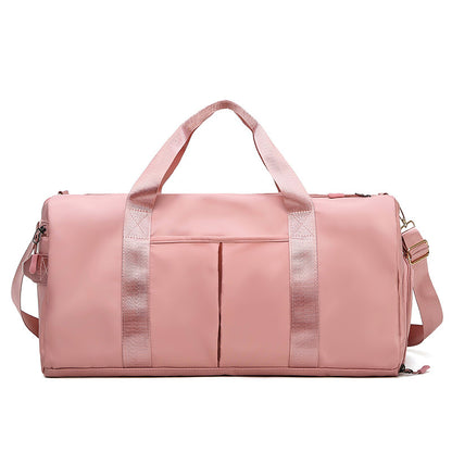 Pink Large Capacity Travel Duffel Bag – Wet & Dry Separation, Shoe Compartment, and Luggage Sleeve for Gym, Yoga, and Short Trips