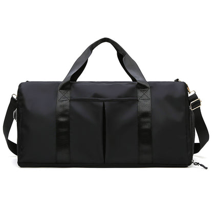 Black Large Capacity Travel Duffel Bag – Wet & Dry Separation, Shoe Compartment, and Luggage Sleeve for Gym, Yoga, and Short Trips