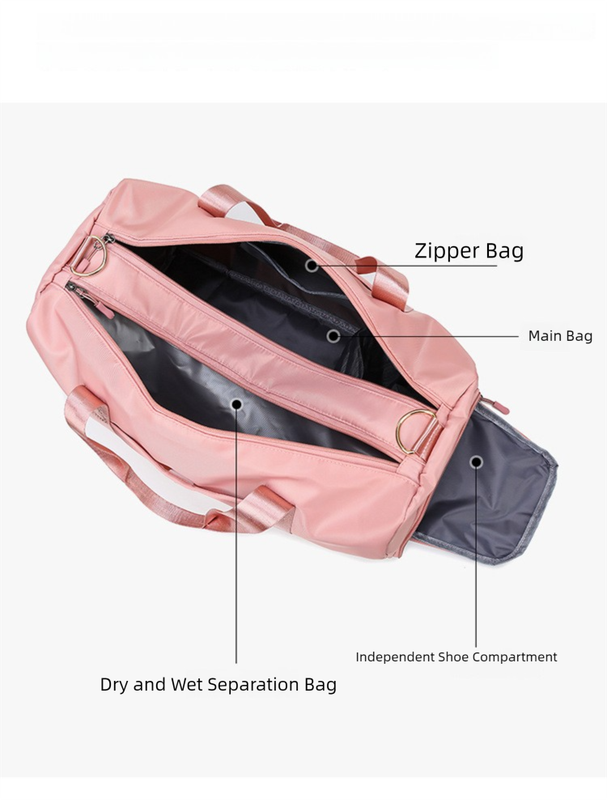 Blue Large Capacity Travel Duffel Bag – Wet & Dry Separation, Shoe Compartment, and Luggage Sleeve for Gym, Yoga, and Short Trips - Image 3