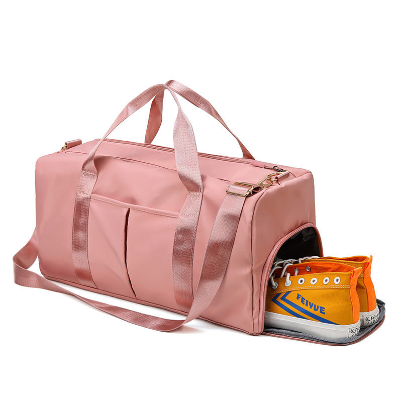 Grey Large Capacity Travel Duffel Bag – Wet & Dry Separation, Shoe Compartment, and Luggage Sleeve for Gym, Yoga, and Short Trips - Image 5
