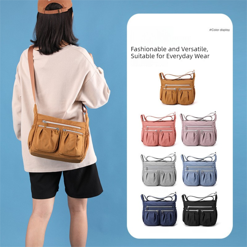 Black Multi-Pocket Lightweight Nylon Crossbody Bag – Stylish, Functional, and Spacious Shoulder Bag for Women - Image 2