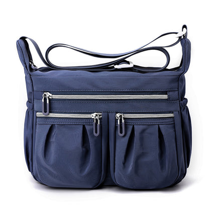Dark Blue Multi-Pocket Lightweight Nylon Crossbody Bag – Stylish, Functional, and Spacious Shoulder Bag for Women