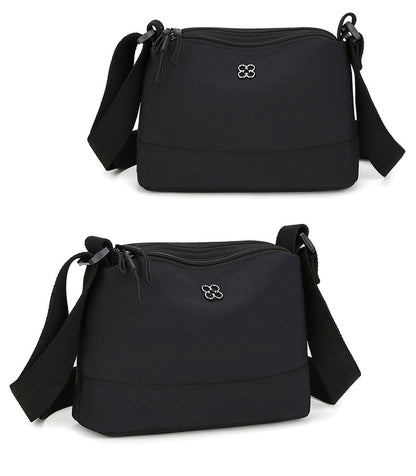 Black Lightweight Multi-Layer Crossbody Bag for Women – Compact, Water-Resistant Nylon Shoulder Bag with Adjustable Strap - Image 2