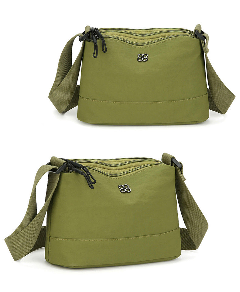 Green Lightweight Multi-Layer Crossbody Bag for Women – Compact, Water-Resistant Nylon Shoulder Bag with Adjustable Strap - Image 2