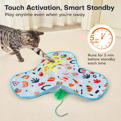 Yellow Interactive Cat Toys Rechargeable,Moving Concealed Feathers,Real Mouse Squeaky,Touch Activated Cat Kitten Toy Exercise Toys for Indoor Bored Adult Cats - Image 4