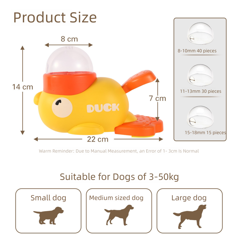Yellow Interactive Duck-Shaped Automatic Pet Feeder – Smart Treat Dispenser for Cats & Dogs with 3 Adjustable Port Sizes - Image 2