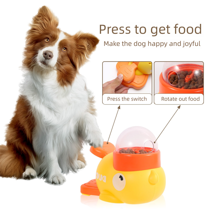 Yellow Interactive Duck-Shaped Automatic Pet Feeder – Smart Treat Dispenser for Cats & Dogs with 3 Adjustable Port Sizes - Image 4