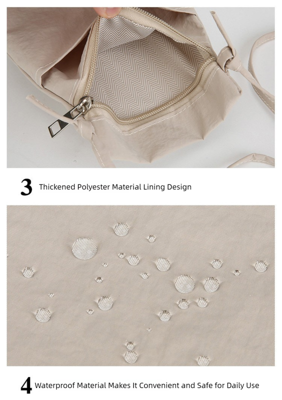Beige Minimalist Lightweight Nylon Crossbody Phone Bag - Compact & Stylish for Women - Image 5