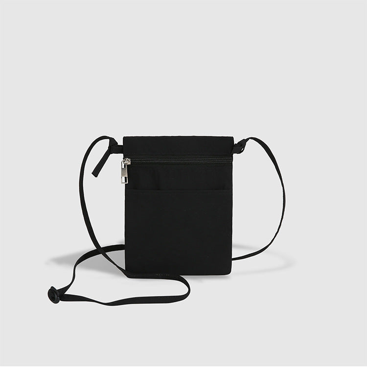 Black Minimalist Lightweight Nylon Crossbody Phone Bag - Compact & Stylish for Women