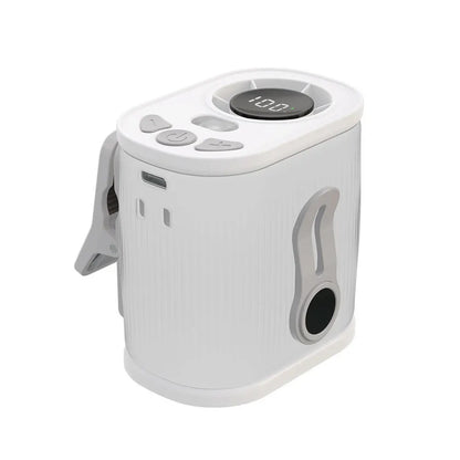 White High-Speed Mini Clip Fan with 360° Rotation – Portable, Rechargeable & Multi-Functional Cooling Solution