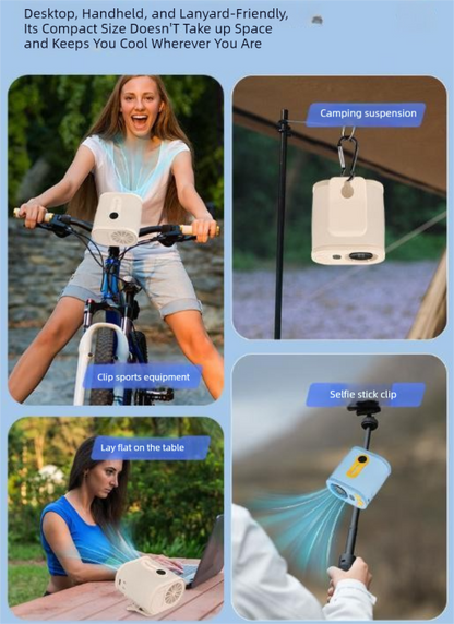 White High-Speed Mini Clip Fan with 360° Rotation – Portable, Rechargeable & Multi-Functional Cooling Solution - Image 3