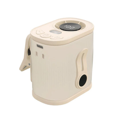 Beige High-Speed Mini Clip Fan with 360° Rotation – Portable, Rechargeable & Multi-Functional Cooling Solution