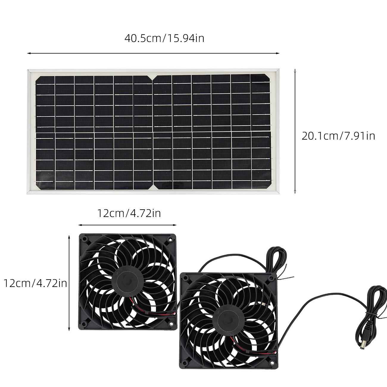 Solar Panel Fan Kit – 16W Monocrystalline Solar Powered Ventilation System with Dual Fans - Image 2
