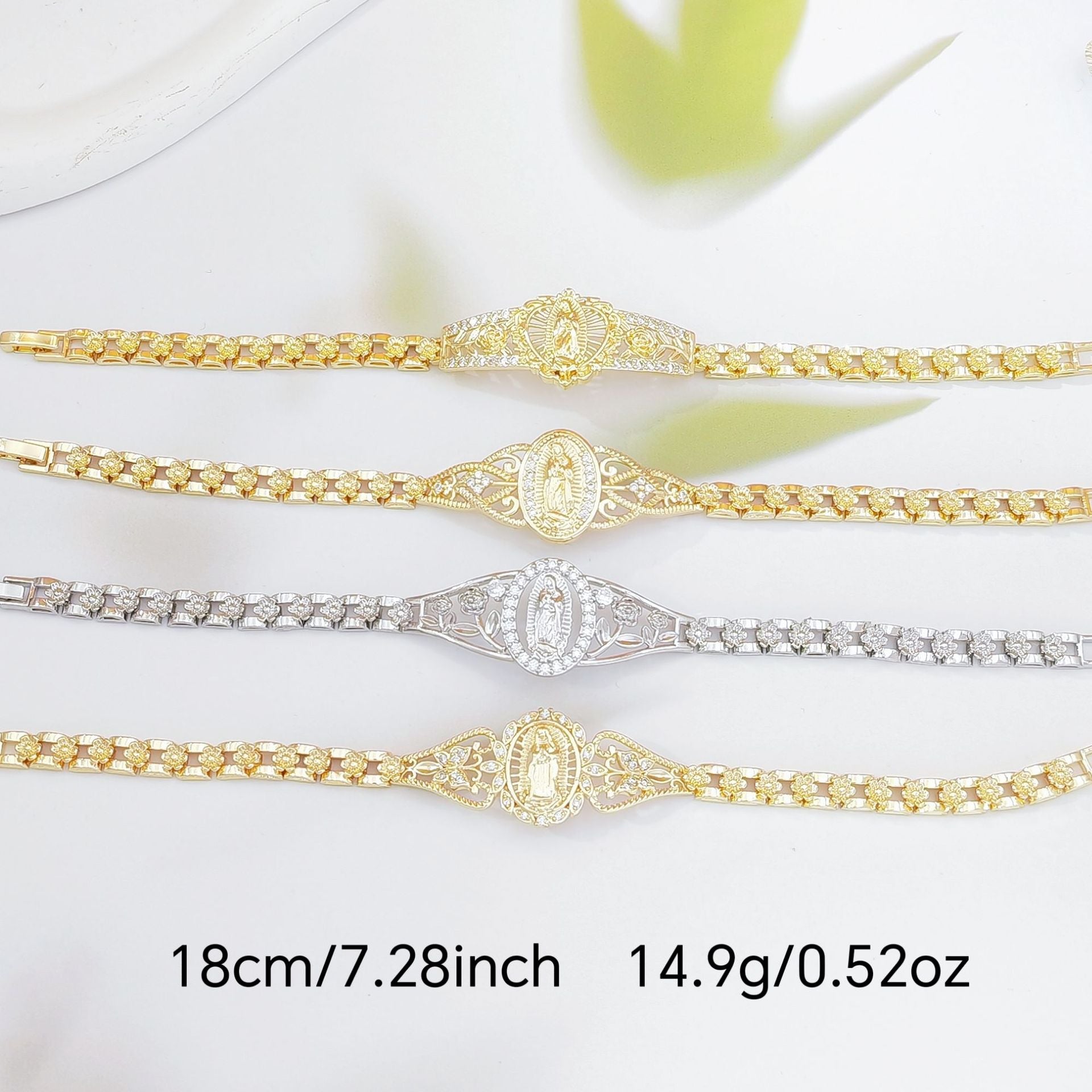 Elegant Hollow Floral Geometric Bracelet – Gold-Plated Copper Fashion Jewelry with Delicate Chain Design(R80） - Image 2