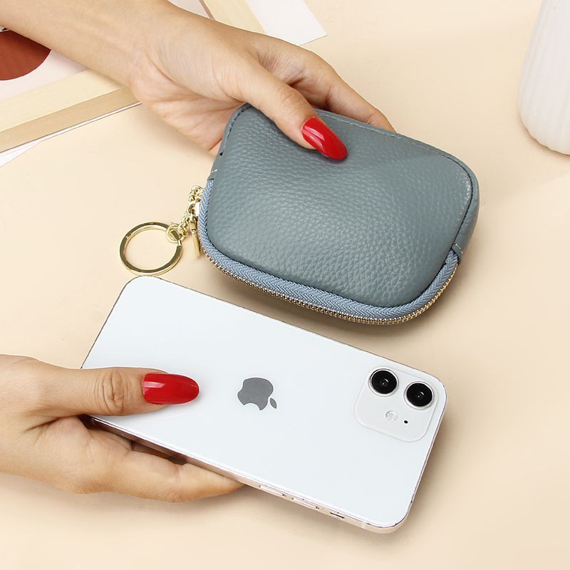 Blue Stylish Mini Zipper Wallet for Women – Compact PU Coin Purse with Key Ring & Card Storage (3-Pack) - Image 2