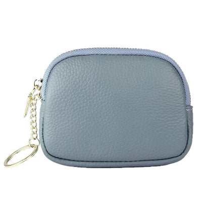 Blue Stylish Mini Zipper Wallet for Women – Compact PU Coin Purse with Key Ring & Card Storage (3-Pack) - Image 5