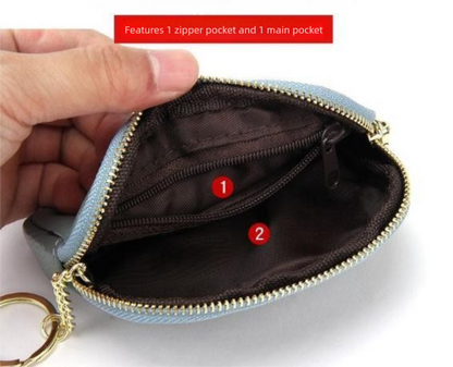 Black Stylish Mini Zipper Wallet for Women – Compact PU Coin Purse with Key Ring & Card Storage (3-Pack) - Image 3