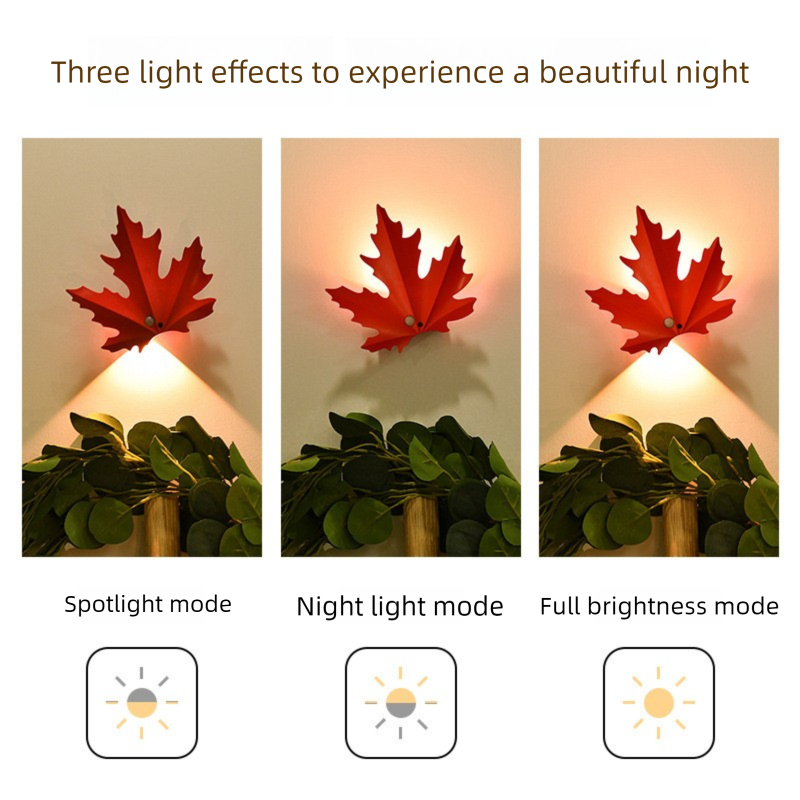 2 Pcs Maple Leaf Smart Motion-Sensing LED Night Light – Magnetic & Self-Adhesive  - Image 5