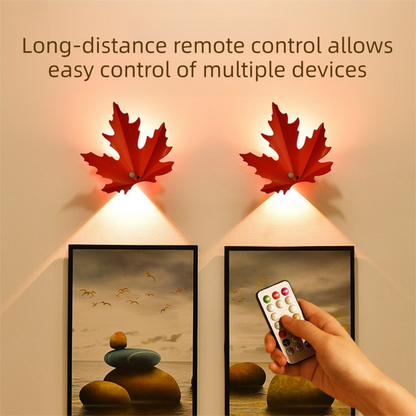 2 Pcs Maple Leaf Smart LED Night Light – Battery-Powered Motion Sensor with Remote Control & Color Changing - Image 3