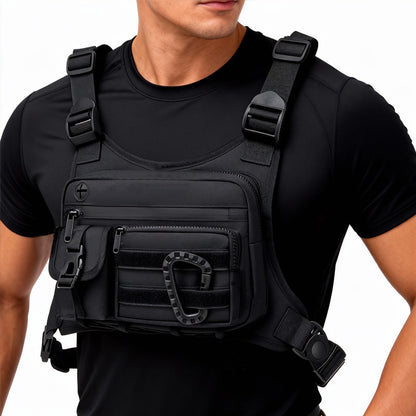 Brown Outdoor Tactical Chest Pack – Lightweight Running & Hiking Vest for Men (27×17×5cm) - Image 2
