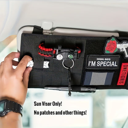 2 Pcs Green Car Sun Visor Organizer – Multi-Purpose Tactical Storage Bag for Tools, Cards & Gear - Image 4