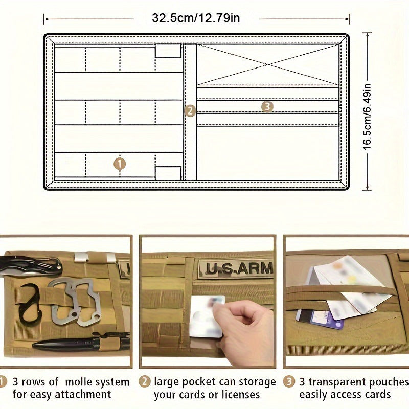 2 Pcs Khaki Car Sun Visor Organizer – Multi-Purpose Tactical Storage Bag for Tools, Cards & Gear - Image 5