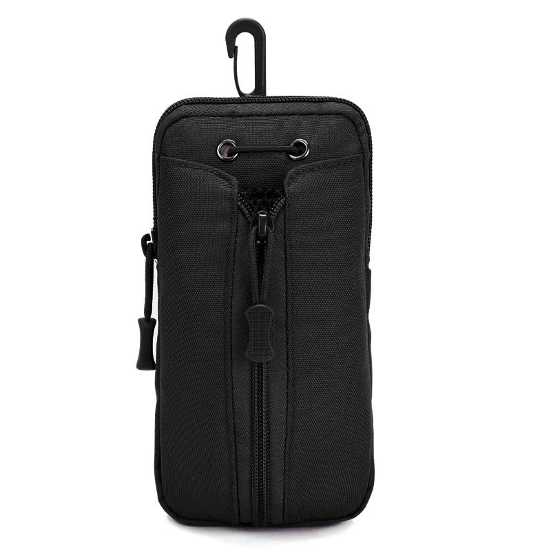 Black Multi-Functional Outdoor Water Bottle & Phone Pouch – Tactical Zippered Waist Pack for Travel, Hiking, and Daily Use