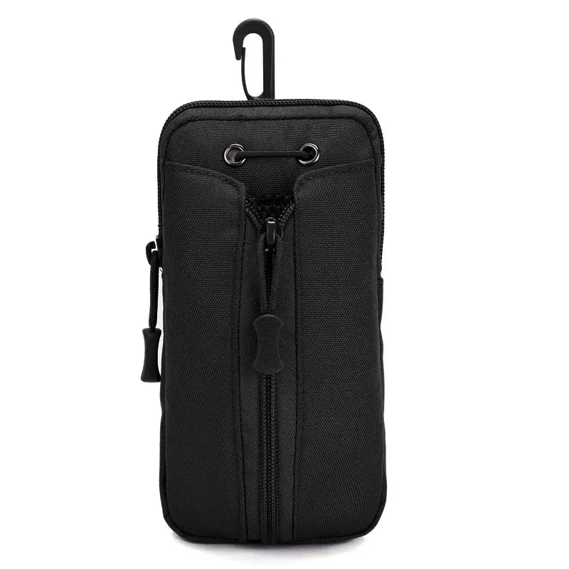 Black Multi-Functional Outdoor Water Bottle & Phone Pouch – Tactical Zippered Waist Pack for Travel, Hiking, and Daily Use