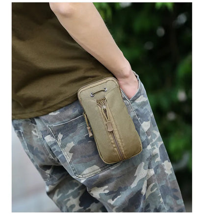 Green camouflage Multi-Functional Outdoor Water Bottle & Phone Pouch – Tactical Zippered Waist Pack for Travel, Hiking, and Daily Use  - Image 8