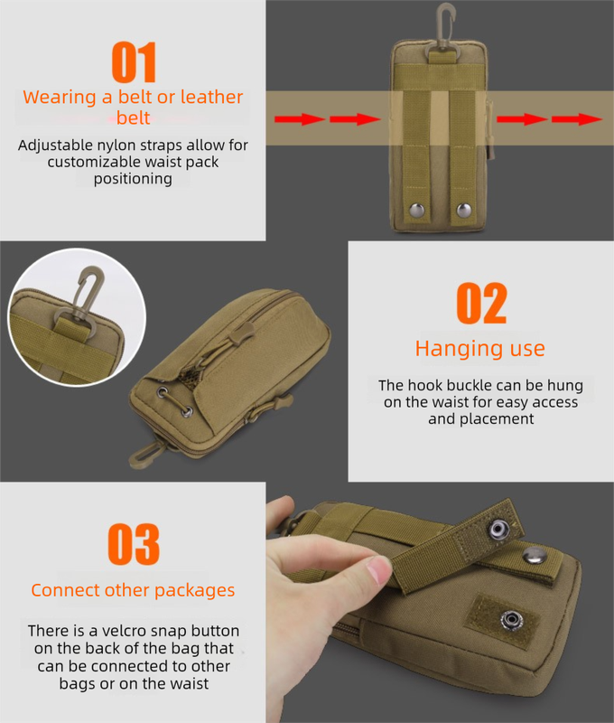 Dark Green camouflage Multi-Functional Outdoor Water Bottle & Phone Pouch – Tactical Zippered Waist Pack for Travel, Hiking, and Daily Use  - Image 6