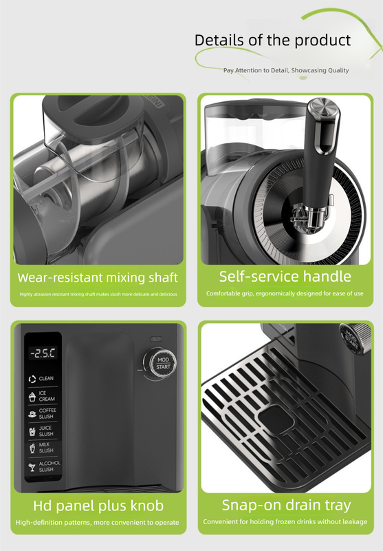 Dark Grey Compact Home Cold Drink & Ice Cream Maker – Multi-Functional Slush, Milkshake, Coffee, Cocktail & Ice Cream Machine with Auto-Clean Function (AU Plug) - Image 7