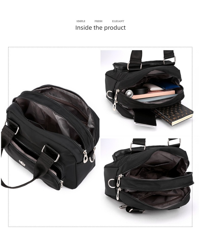 Pink Large Capacity Single Shoulder Bag – Waterproof Nylon Tote with Adjustable Strap, Multi-Functional Design for Everyday Use - Image 5