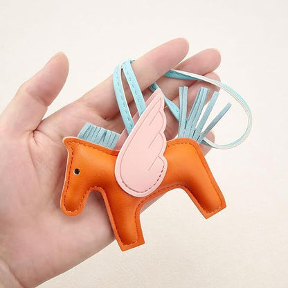 Brown PU Leather Pegasus Keychain – Cute Flying Horse Pendant with Wings and Rope, 3-Pack - Image 5