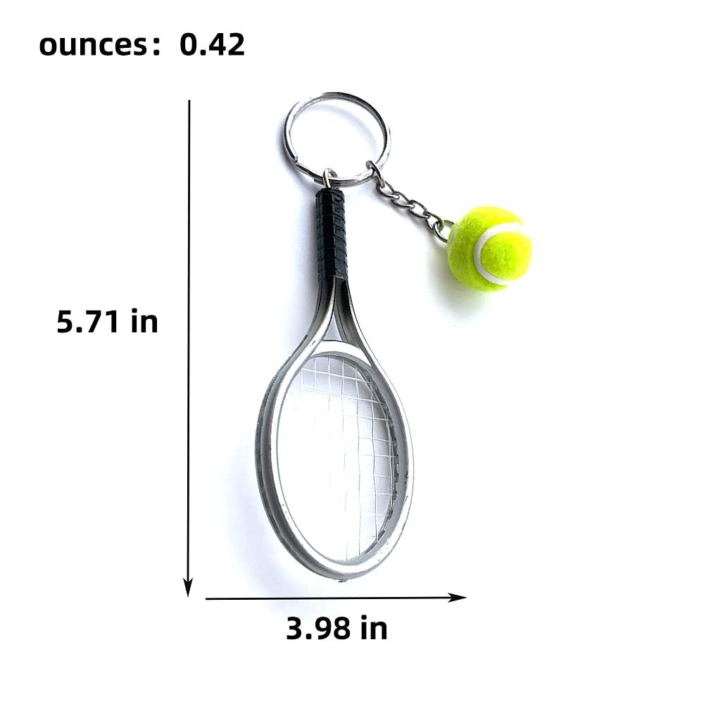 Blue Simulation Tennis Racket Keychain – Mini Tennis Racket and Ball Pendant, 3-Pack - Image 3